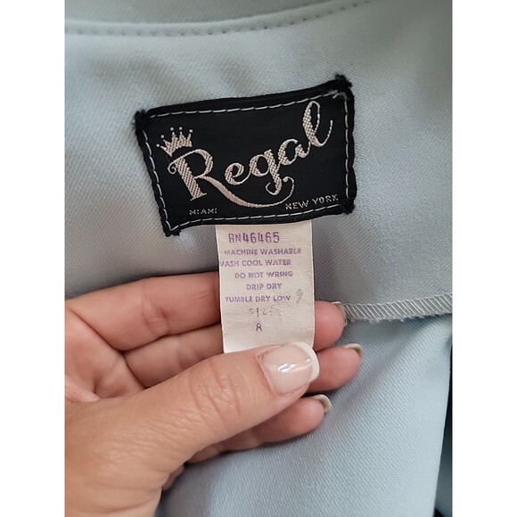 Regal Vintage Button Up Collared Blazer ~ Sz 8 ~ Light Blue ~ Long Sleeve - Picture 5 of 5